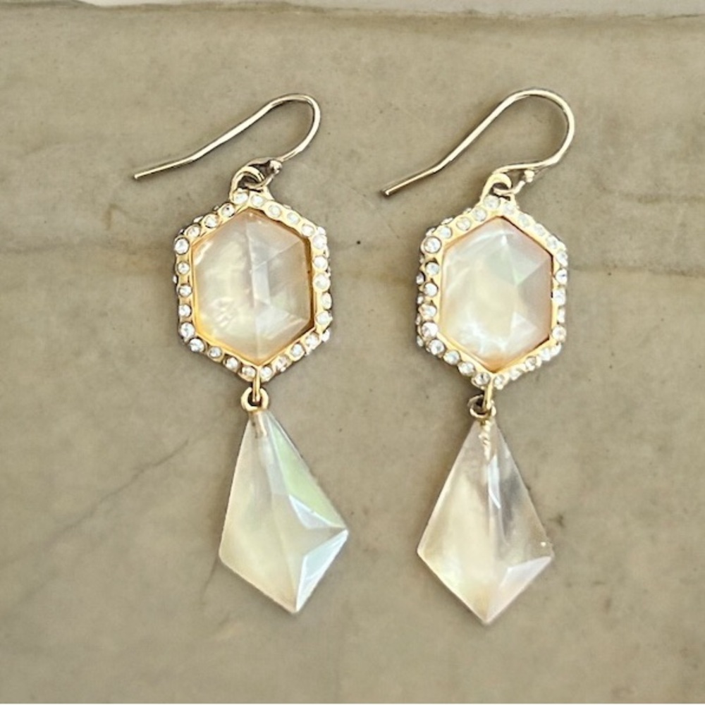 Alexis Bittar Hexagon Quartz Double Pave Crystal Drop Miss Havisham Earrings